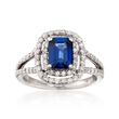 1.60 Carat Sapphire and .75 ct. t.w. Diamond Ring  in 14kt White Gold