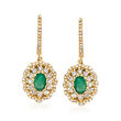 .90 ct. t.w. Emerald and .80 ct. t.w. Diamond Drop Earrings in 14kt Yellow Gold