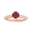 C. 2000 Vintage .90 Carat Garnet Ring with .50 ct. t.w. Diamonds in 14kt Rose Gold