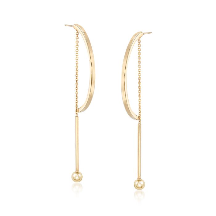 Italian 18kt Gold Over Sterling Silver Half-Circle and Bar Drop Earrings