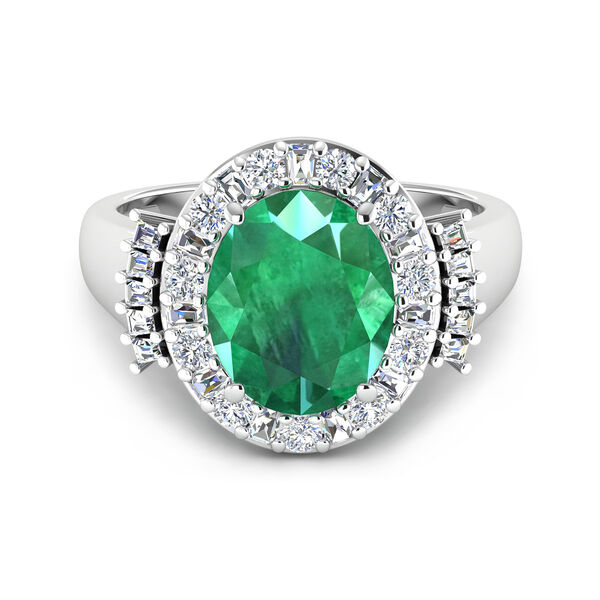 3.10 Carat Emerald Ring with .82 ct. t.w. Diamonds in 14kt White Gold. #D05580