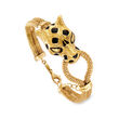 18kt Yellow Gold Popcorn-Link Panther Bracelet with Black Enamel