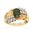 C. 1980 Vintage 1.85 ct. t.w. Green and White Sapphire Ring in 14kt Yellow Gold