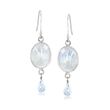 White Moonstone and 2.40 ct. t.w. Blue Topaz Drop Earrings in Sterling Silver