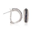 Phillip Gavriel &quot;Woven&quot; .70 ct. t.w. Black Sapphire Hoop Earrings in Sterling Silver