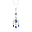 C. 1990 Vintage 3.00 ct. t.w. Sapphire and .55 ct. t.w. Diamond Chandelier Necklace in 18kt White Gold