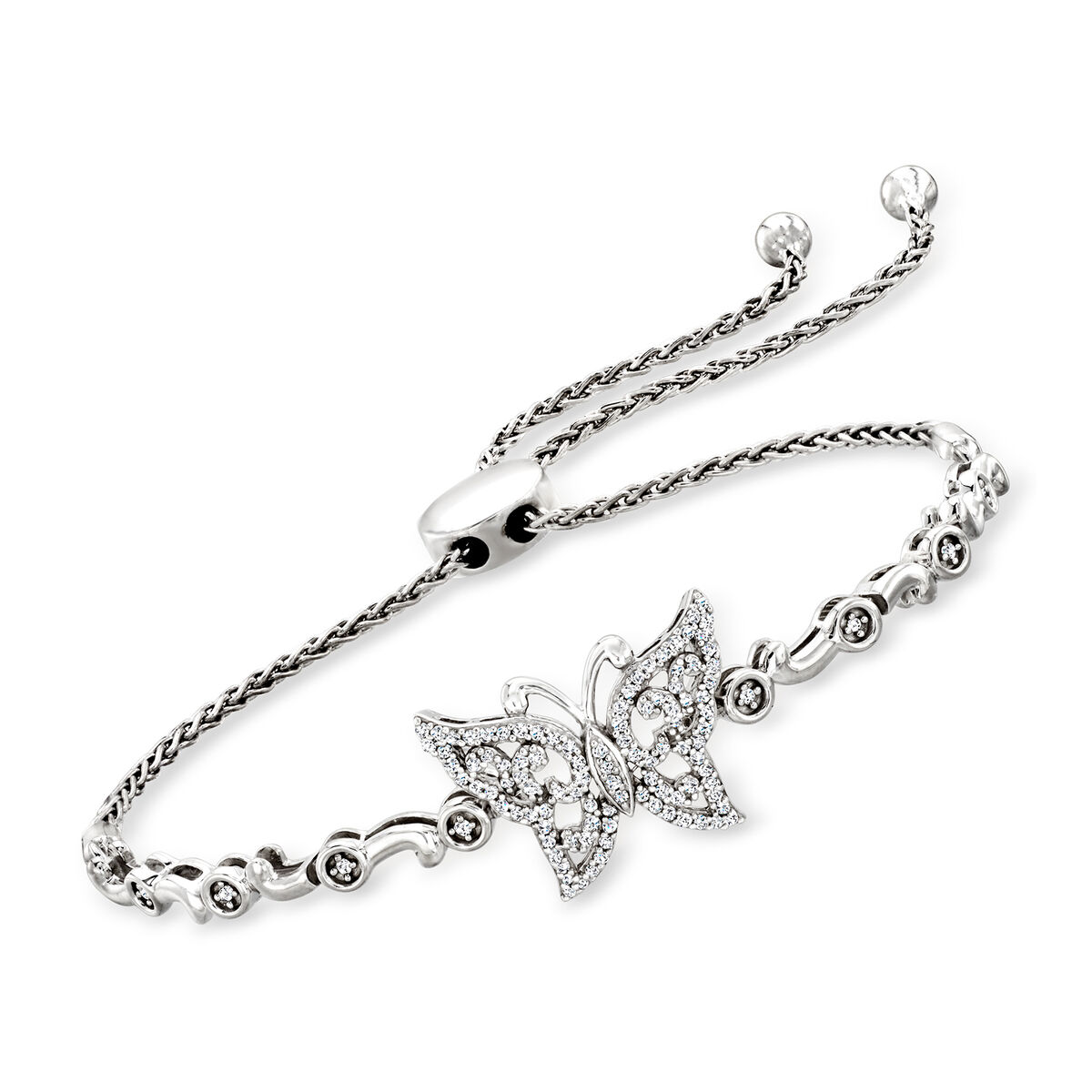 butterfly bracelet 30 ct. t.w. Diamond Butterfly Bolo Bracelet in Sterling Silver | Ross-Simons