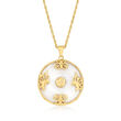 White Jade &quot;Good Fortune&quot; Butterfly Pendant Necklace in 18kt Gold Over Sterling