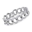 13.00 ct. t.w. Pave Diamond Large Link Bracelet in 18kt White Gold