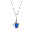 .60 Carat Sapphire and .18 ct. t.w. Diamond Pendant Necklace in 14kt White Gold
