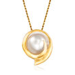 C. 1980 Vintage 25mm Cultured Blister Pearl Pendant Necklace in 14kt Yellow Gold