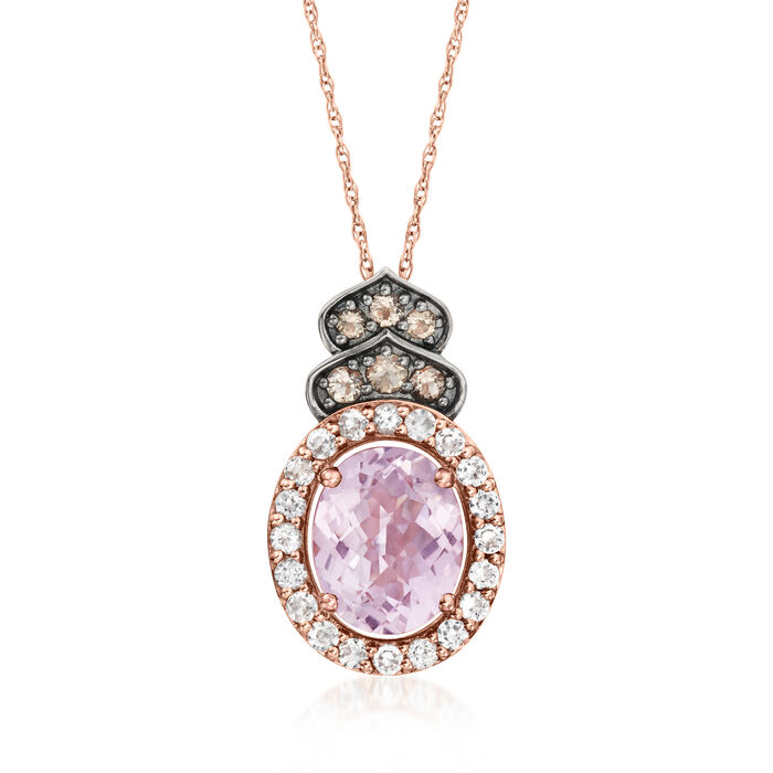 Le Vian 2.20 Carat Cotton Candy Amethyst Pendant Necklace with .40 ct. t.w. Vanilla Topaz and .10 ct. t.w. Chocolate Quartz in 14kt Strawberry Gold