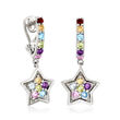 .50 ct. t.w. Multi-Gemstone Star Drop Earrings in Sterling Silver
