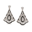 1.00 ct. t.w. Black and White Diamond Fan Drop Earrings in Sterling Silver