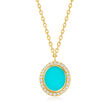Blue Enamel Necklace with Diamond Accents in 14kt Yellow Gold