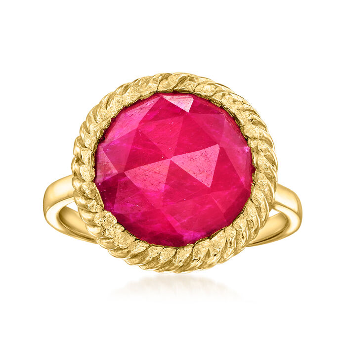 6.75 Carat Ruby Ring in 18kt Gold Over Sterling