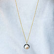 12mm Cultured Pearl and 16mm Black Onyx Bezel-Set Pendant Necklace in 14kt Yellow Gold