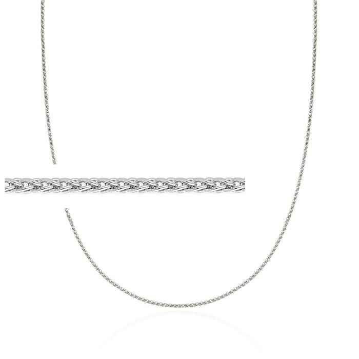1.2mm 14kt White Gold Wheat Chain Necklace