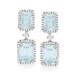 4.90 ct. t.w. Aquamarine and .45 ct. t.w. Diamond Drop Earrings in 14kt White Gold