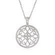 .10 ct. t.w. Diamond Filigree Circle Pendant Necklace in Sterling Silver