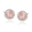 7-7.5mm Pink Cultured Pearl and .13 ct. t.w. Diamond Earrings in Sterling Silver