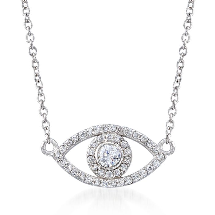 .35 ct. t.w. CZ Evil Eye Necklace in Sterling Silver