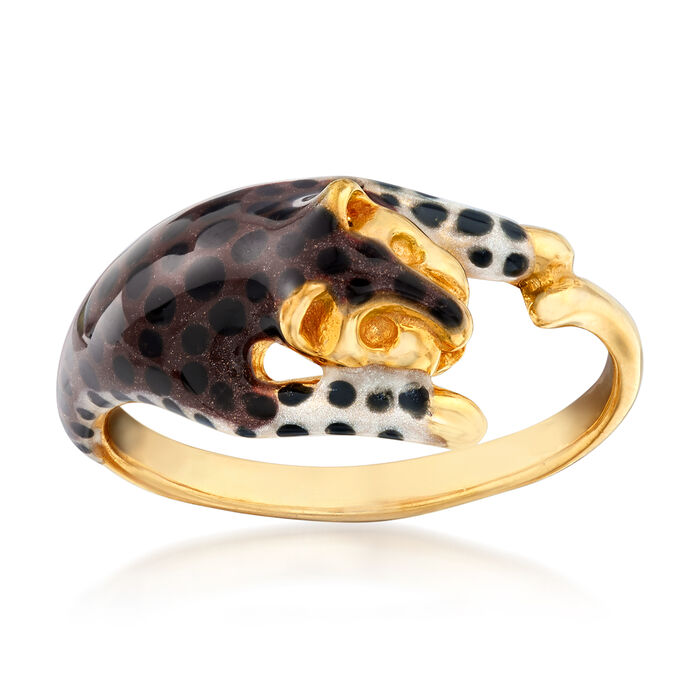 Leopard Enamel Ring in 18kt Yellow Gold Over Sterling Silver | Ross-Simons