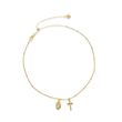 14kt Yellow Gold Cross and Miraculous Medal Choker Necklace