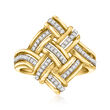 .20 ct. t.w. Diamond Woven Square Ring in 18kt Gold Over Sterling