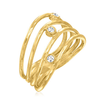.10 ct. t.w. Bezel-Set Diamond Multi-Row Ring in 18kt Gold Over Sterling