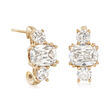 2.60 ct. t.w. Cushion-Cut and Round CZ Cluster Earrings in 14kt Yellow Gold