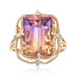 6.00 Carat Ametrine Ring with Diamond Accents in 14kt Yellow Gold