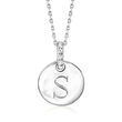 Sterling Silver Personalized Disc Pendant Necklace with Diamond Accents