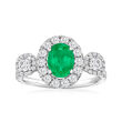 1.10 Carat Emerald Halo Ring with .96 ct. t.w. Diamonds in 18kt White Gold