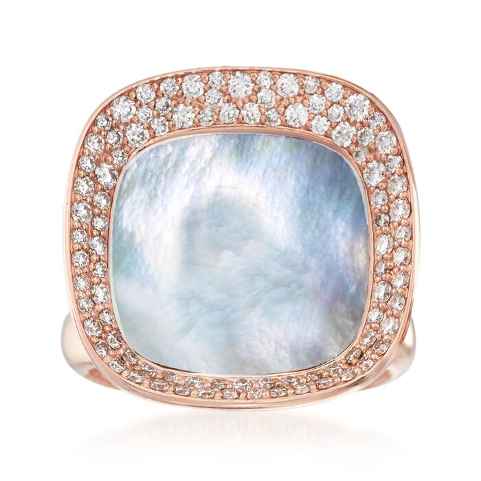 Roberto Coin &quot;Carnaby Street&quot; .65 ct. t.w. Diamond and Mother-Of-Pearl Ring in 18kt Rose Gold