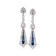 C. 2000 Vintage .81 ct. t.w. Sapphire and .63 ct. t.w. Diamond Drop Earrings in 14kt White Gold