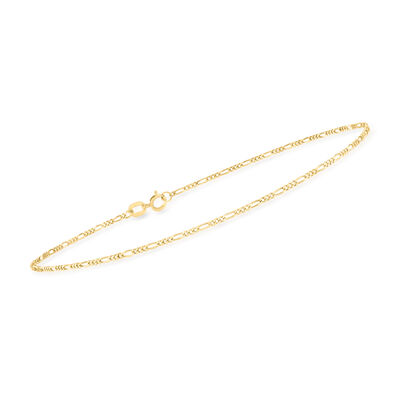 1.25mm 10kt Yellow Gold Figaro-Link Anklet