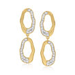 .70 ct. t.w. Pave Diamond Abstract Oval Drop Earrings in 14kt Yellow Gold