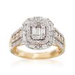 .99 ct. t.w. Baguette and Round Diamond Ring in 14kt Yellow Gold