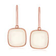 Cabochon Moonstone Drop Earrings in 18kt Rose Gold Over Sterling