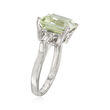4.50 Carat Green Prasiolite and .20 ct. t.w. White Topaz Ring in Sterling Silver