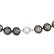 11-15mm Black Cultured South Sea Pearl Necklace with Diamond Accents and 14kt White Gold