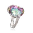 17.00 Carat Mystic Quartz Ring with Diamond Accents in Sterling Silver