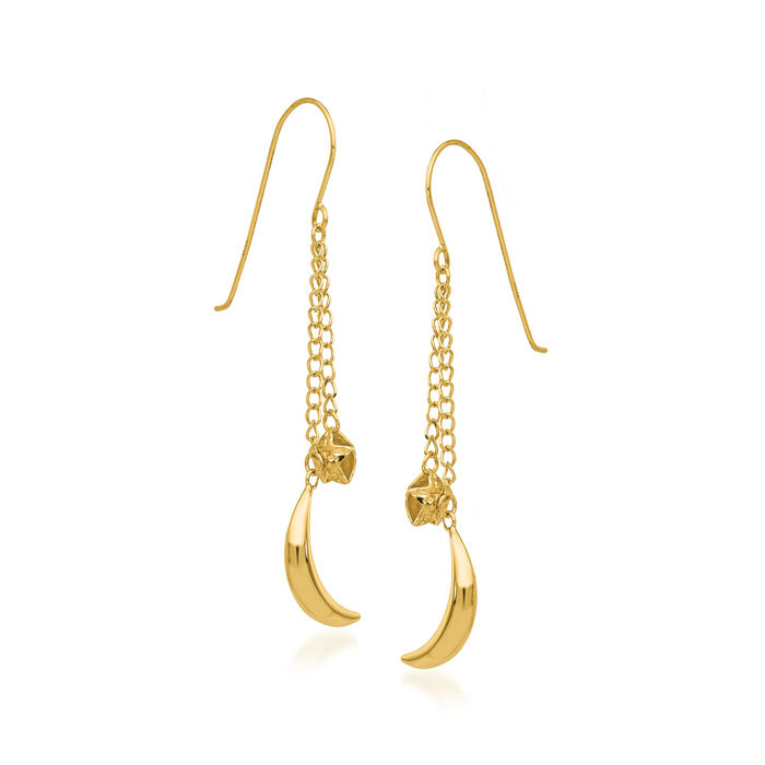 14kt Yellow Gold Moon and Stars Drop Earrings