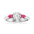 1.00 Carat Lab-Grown Diamond Ring with .40 ct. t.w. Rubies in 14kt White Gold