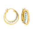 1.40 ct. t.w. Swiss Blue Topaz Double-Hoop Earrings in 18kt Gold Over Sterling