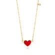Baby's Enamel Heart Necklace in 14kt Yellow Gold with CZ Accent