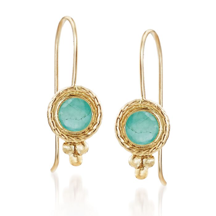.50 ct. t.w. Bezel-Set Emerald Drop Earrings in 14kt Yellow Gold
