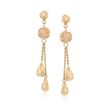 Italian 14kt Yellow Gold Round and Pear-Shaped Bead Drop Earrings 