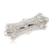 C. 1950 Vintage .15 Carat Diamond Filigree Pin with .15 ct. t.w. Synthetic Sapphires and Diamond Accents in 14kt White Gold